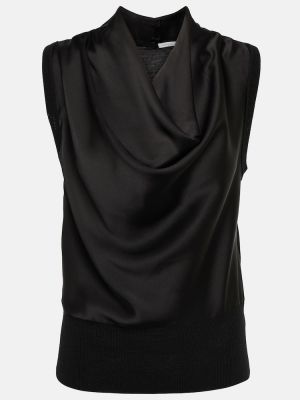 Pletený hedvábný vlněný top Veronica Beard černý