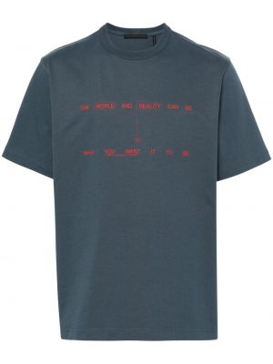 Памучна тениска с принт Helmut Lang синьо