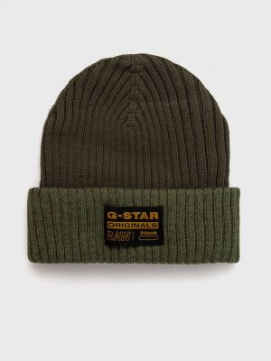 Със звездички памучна шапка G-star Raw зелено