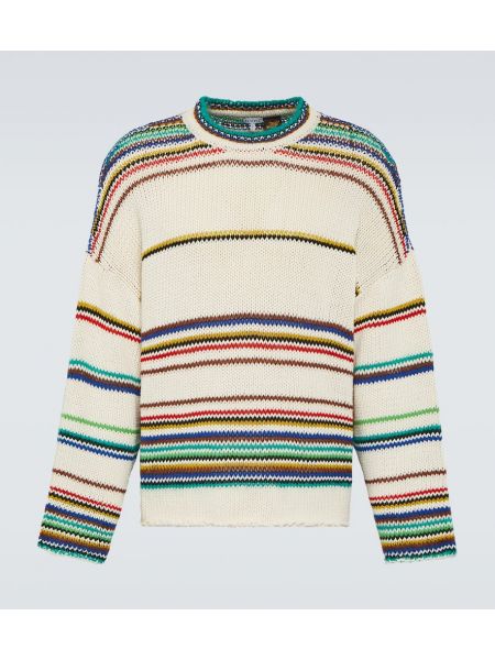 Памучен пуловер на райета Loewe