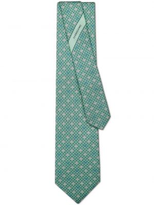 Hodvábna kravata s potlačou Ferragamo zelená