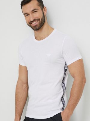 Emporio Armani Underwear pamut pizsama felső , sima - fehér