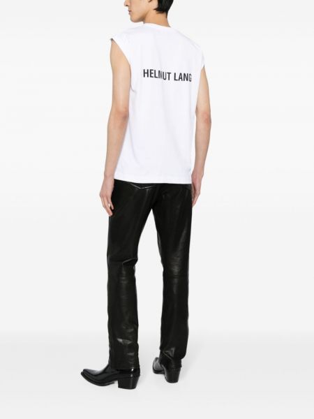 T-krekls bez piedurknēm ar apdruku Helmut Lang balts