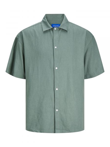 Ленена риза с къс ръкав Jack & Jones зелено