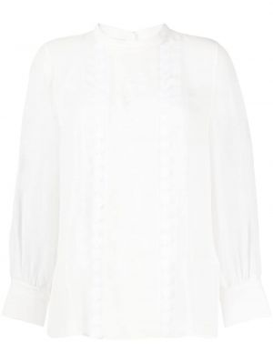 Čipkovaná hodvábna košeľa Shiatzy Chen biela