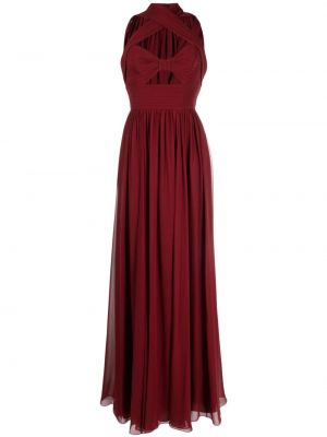 Копринена вечерна рокля без ръкави с качулка Elie Saab червено