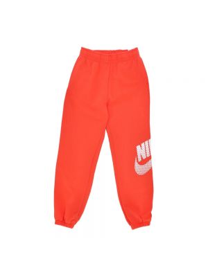 Spodnie sportowe polarowe oversize Nike czerwone