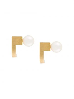 Pendientes con perlas con estampado geométrico Hsu Jewellery