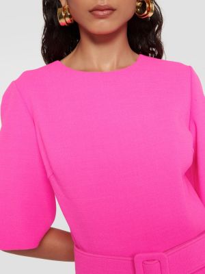 Asimetrična vunena haljina Oscar De La Renta ružičasta