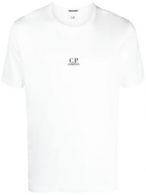Bavlnené tričko s potlačou C.p. Company biela