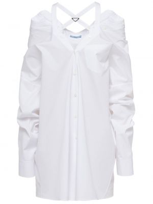 Robe chemise en coton Prada blanc