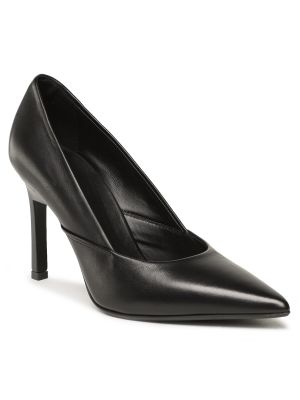 Полуотворени обувки с ток с ток Calvin Klein черно