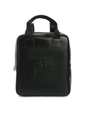 Рюкзак Aron, полиуретан, натуральная кожа, вмещает А4, внутренний карман черный