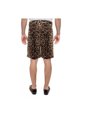 Pantalones cortos de algodón con estampado leopardo Dolce & Gabbana marrón
