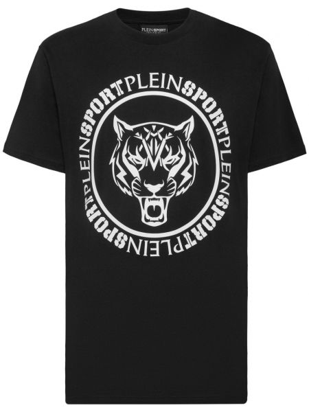 Raštuotas medvilninis sportiniai marškinėliai su tigro raštu Plein Sport
