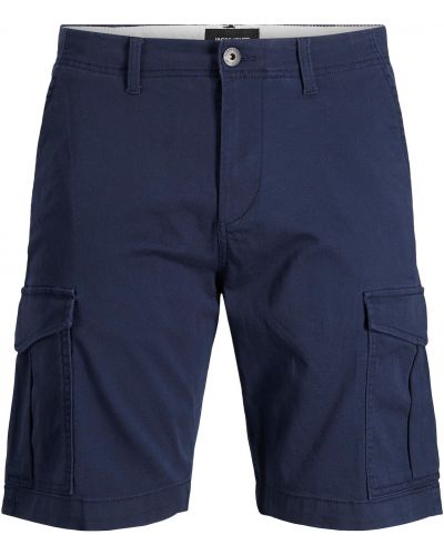 Jednofarebné bavlnené nohavice na zips Jack & Jones Junior - modrá