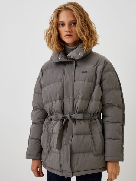 Утепленная демисезонная куртка Lacoste серая