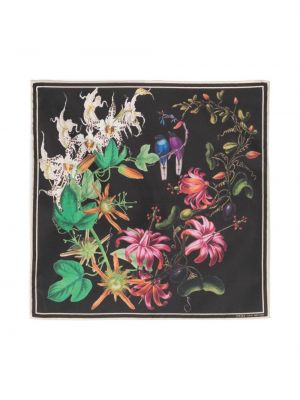 Květinový hedvábný šál s potiskem Dries Van Noten černý