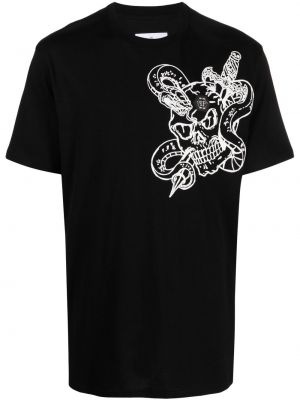 T-shirt col rond à motif serpent Philipp Plein noir