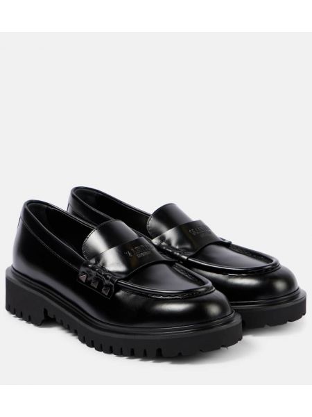 Skinn loafers Valentino Garavani svart