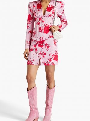 Атласное платье мини в цветочек с принтом Philosophy Di Lorenzo Serafini розовое
