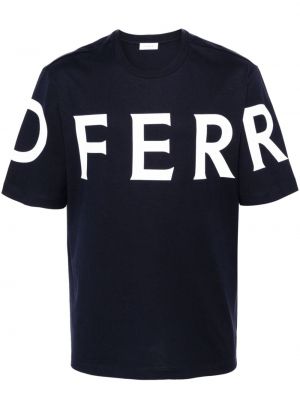 Raštuotas medvilninis marškinėliai Ferragamo mėlyna