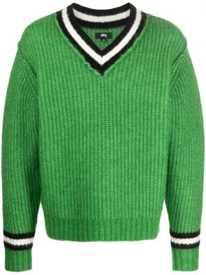 Sweter w paski Stussy zielony