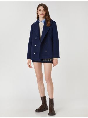 Krótki płaszcz wełniany Koton niebieski
