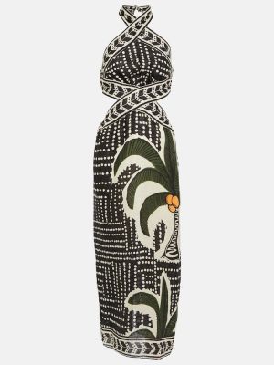 Λινή μίντι φόρεμα με σχέδιο με μοτίβο καρδιά Johanna Ortiz πράσινο