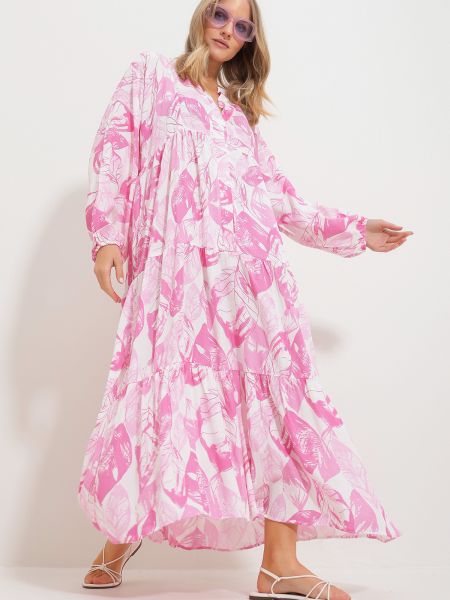 Maksi kleita Trend Alaçatı Stili rozā