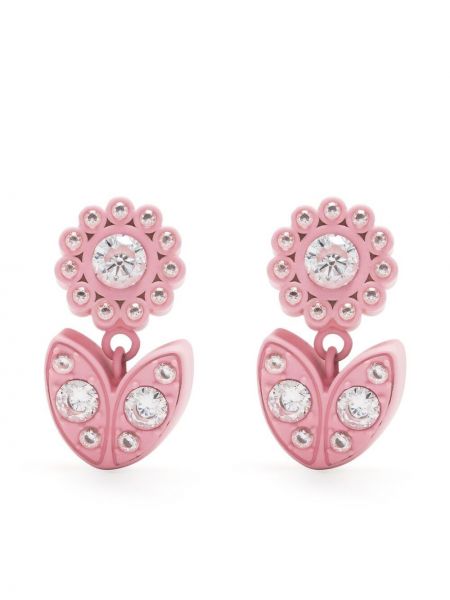 Kristallidega lilleline kõrvarõngad Bottega Veneta roosa