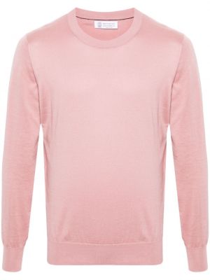 Памучен пуловер Brunello Cucinelli розово