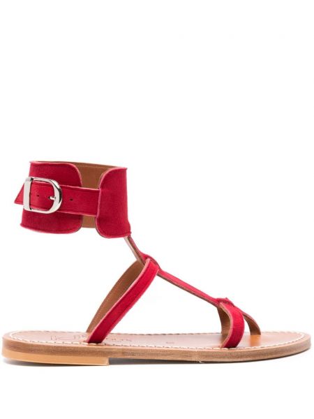 Sandale cu bretele din piele de căprioară K. Jacques roșu