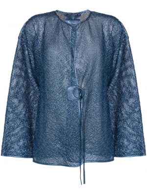Usnjena jakna Giorgio Armani modra