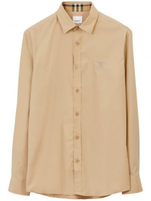 Bavlnená košeľa s výšivkou na gombíky Burberry - béžová