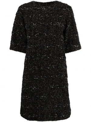 Robe de soirée avec manches courtes en tweed Fabiana Filippi noir