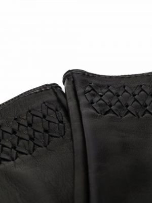 Leder handschuh mit stickerei Manokhi schwarz