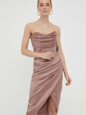 Sukienka mini dopasowana Bardot brązowa