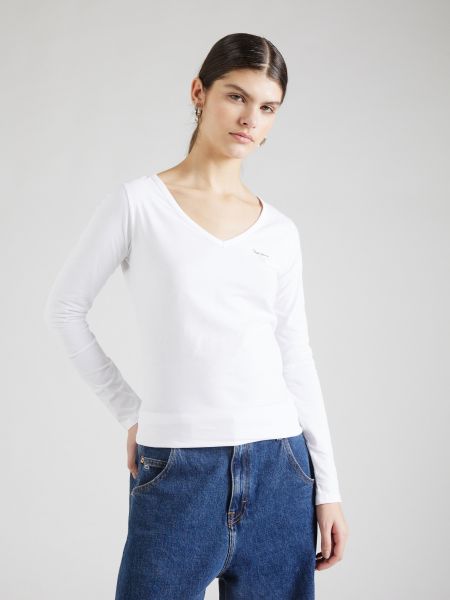 Tričko s dlhými rukávmi Pepe Jeans biela