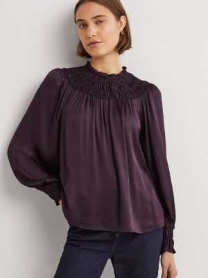 Блузка с рюшами Boden фиолетовая