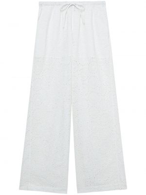 Bavlnené nohavice s výšivkou Sea biela