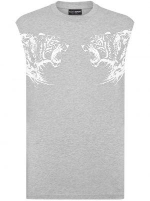 Bavlnená košeľa s potlačou Plein Sport sivá