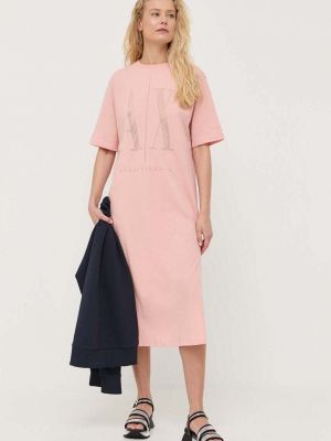 Maksi haljina oversized Armani Exchange ružičasta