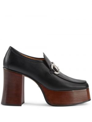Pantofi loafer cu platformă cu cataramă Gucci negru