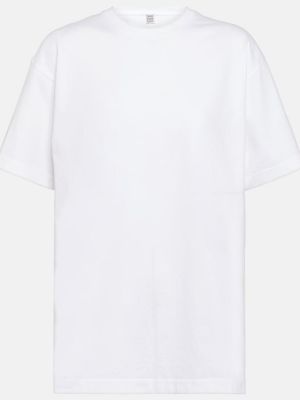 Oversize памучна тениска от джърси Toteme бяло