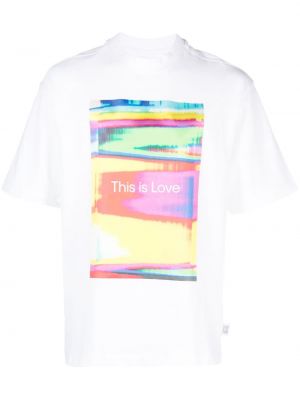T-shirt en coton à imprimé Calvin Klein Jeans blanc