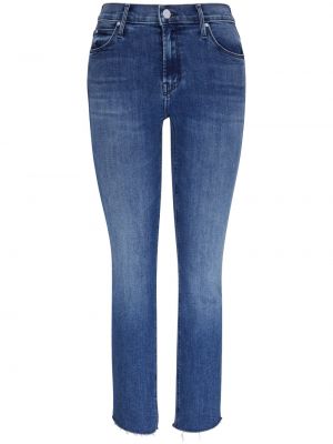 Bavlněné skinny džíny s knoflíky na zip Mother - modrá