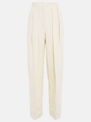 Plisované rovné kalhoty s vysokým pasem Stella Mccartney béžové