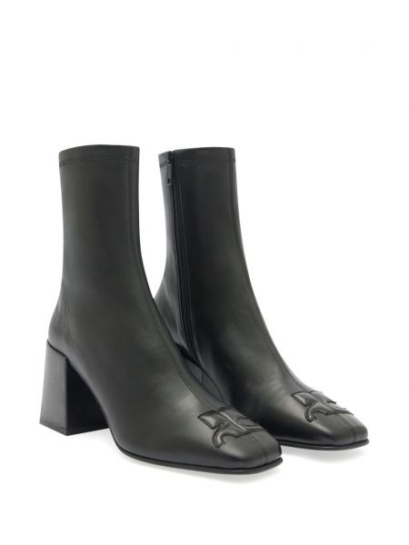 Leder ankle boots mit absatz Courreges schwarz