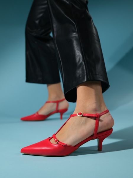 Туфлі на підборах з гострим носком з відкритим носком Luvishoes червоні